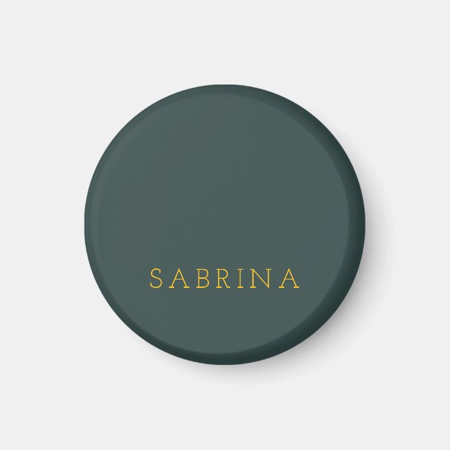Plain Modern Minimalist Own Name Dusty Green Magnet (Framsidan)