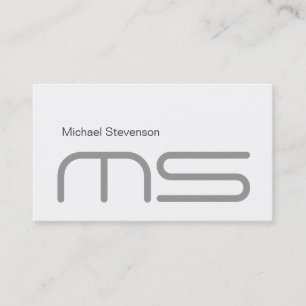 Plain Modern Monogram Grått White Affärskort Visitkort