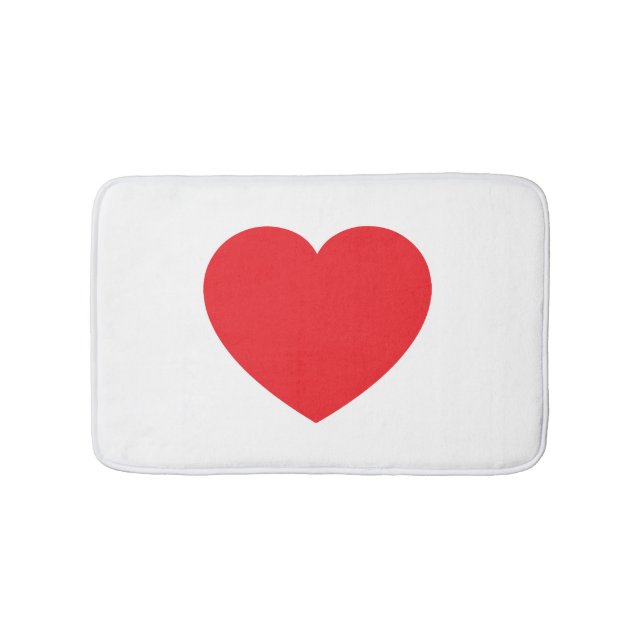 Plain Modern White Red Love Heart Graphic Badrumsmatta (Framsidan)