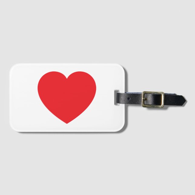 Plain Modern White Red Love Heart Graphic Bagagebricka (Framsida horisontal)