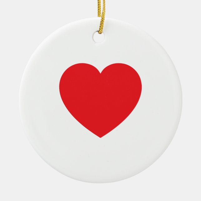 Plain Modern White Red Love Heart Graphic Julgransprydnad Keramik (Framsidan)
