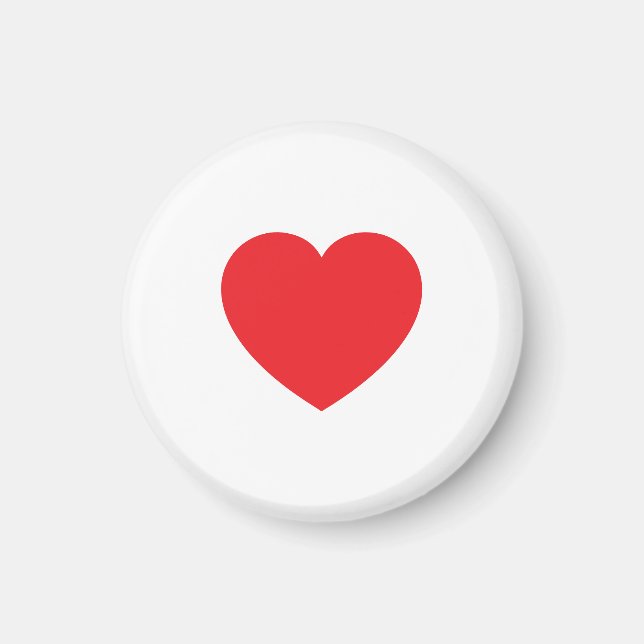 Plain Modern White Red Love Heart Graphic Magnet (Framsidan)