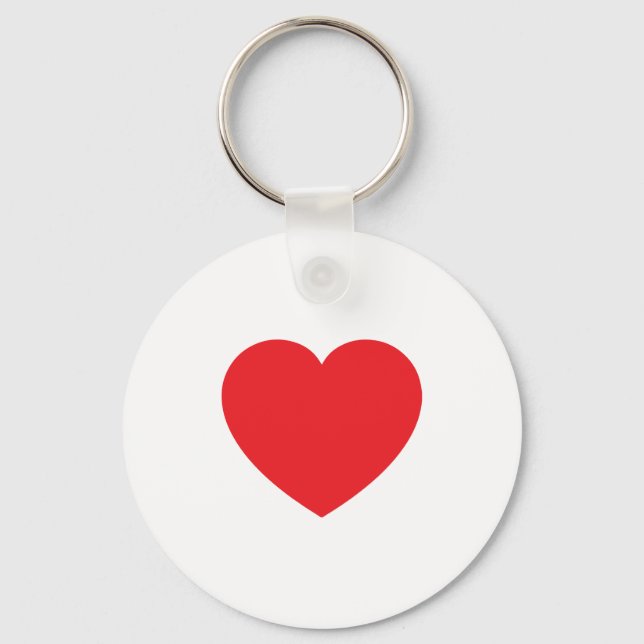 Plain Modern White Red Love Heart Graphic Nyckelring (Framsida)