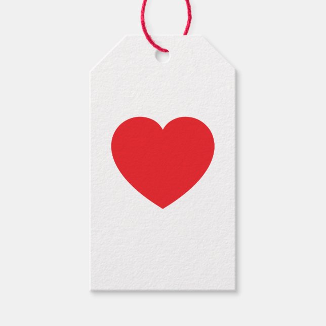 Plain Modern White Red Love Heart Graphic Presentetikett (Framsidan)
