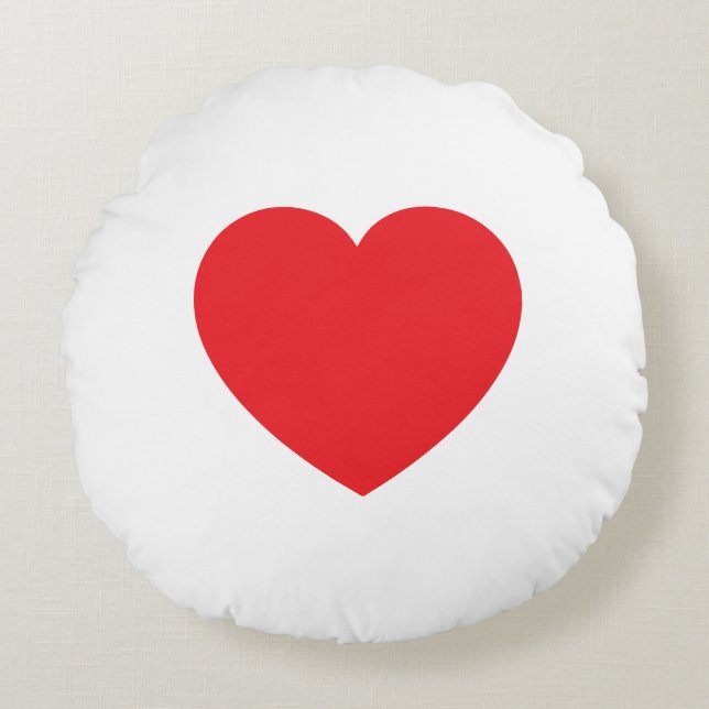 Plain Modern White Red Love Heart Graphic Rund Kudde (Framsidan)
