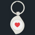 Plain Modern White Red Love Heart Graphic Swirl Silverfärgad Nyckelring<br><div class="desc">Plain Minimalist Modern Designs. They're all simple,  attractive,  unique.</div>