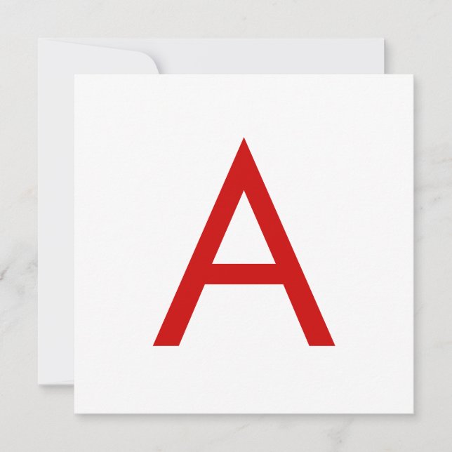 Plain Modern White Red Monogram Initial Brev Inbjudningar (Framsida)