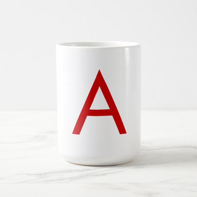 Plain Modern White Red Monogram Initial Brev Kaffemugg (Center)