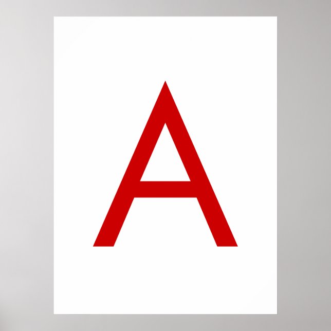 Plain Modern White Red Monogram Initial Brev Poster (Framsidan)