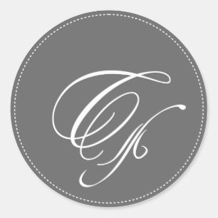Plain Monogram C, anpassadets bakgrund färg Runt Klistermärke