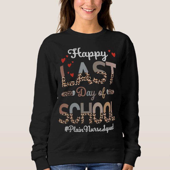 Plain Nurse Lycklig förra dagen leopard vid skolan T Shirt (Framsida)