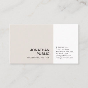 Plain Professionell Beige White Elegant Artistic Visitkort