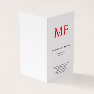 Plain Red Monogram Cute Minimalist Plain Visitkort