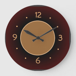 Plain RedBrown med Tan Center Kitchen Clock Stor Klocka