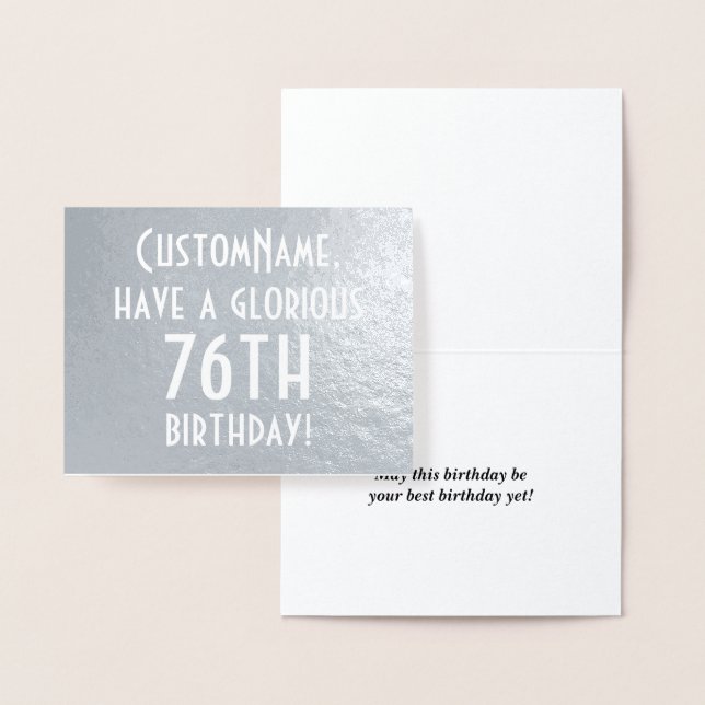 Plain Silver Foil 76th Birthday Greeting Card Folierat Kort (Display)