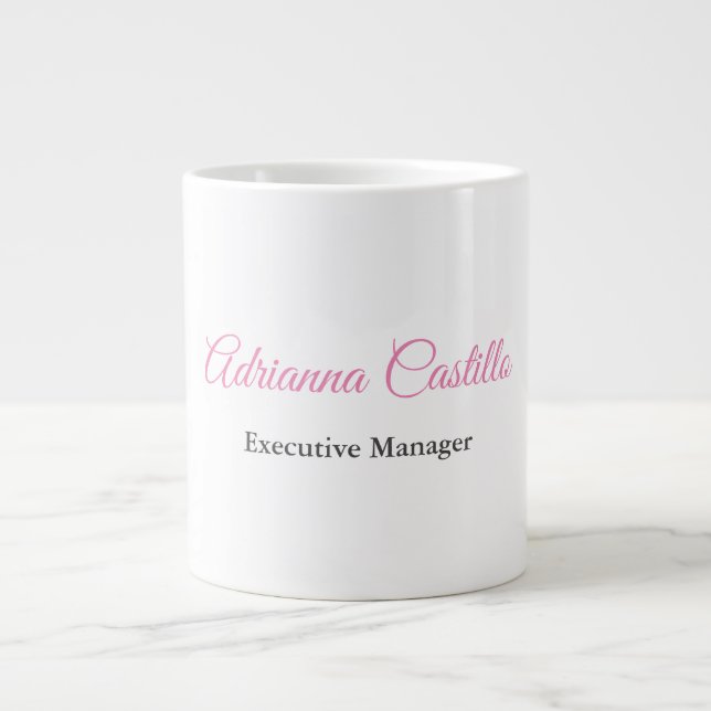 Plain Simple Black White Rosa Calligraphy Namn Jumbo Mugg (Framsidan)