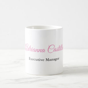 Plain Simple Black White Rosa Calligraphy Namn Kaffemugg