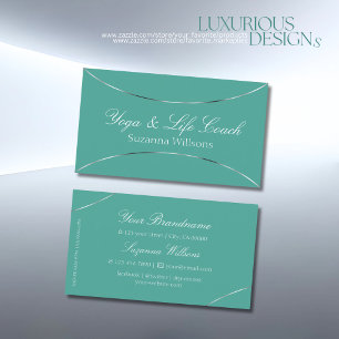 Plain Teal with Shimmery Faux Silver Decor Snyggt Visitkort