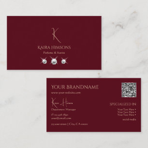 Plain Vin Red med Monogram QR-kod och judar Visitkort
