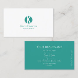 Plain White och Teal med Monogram Professionell Visitkort