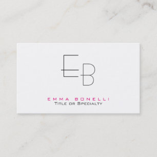 Plain White Sophisticated Monogram Visitkort