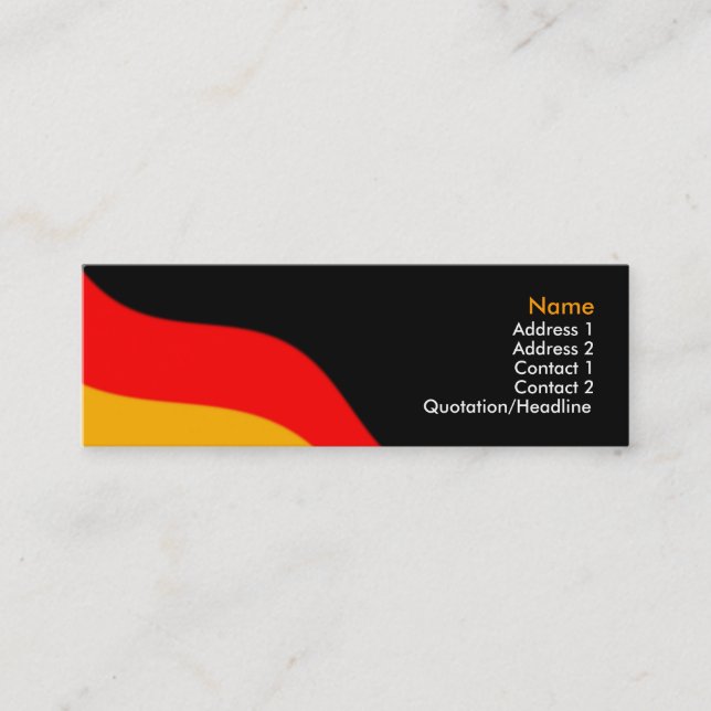 PlainBlackBusinessBack, GermanFlag, Namn, Addre.. Mini Visitkort (Framsida)