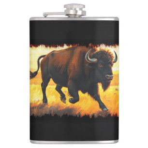 Plains Buffalo - Running American Buffalo Artwork Fickplunta