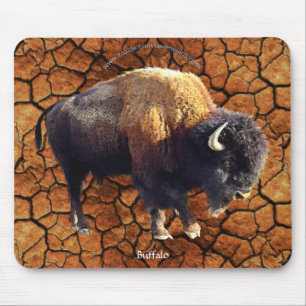 Plains Buffalo, Rustic Earth Wildlife Art Mousepad Musmatta