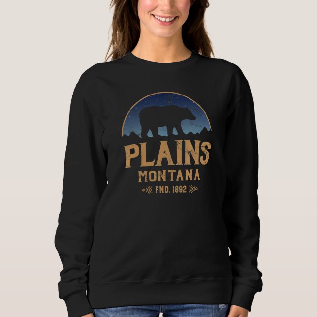 Plains Montana MT Big Sky Country Bear & Mountains T Shirt (Framsida)