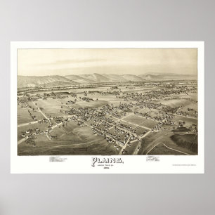 Plains, PA Panoramic Karta - 1892 Poster