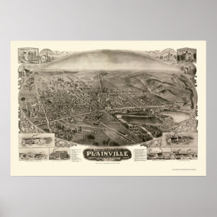 Plainville panorama- karta för CT - 1907 Poster