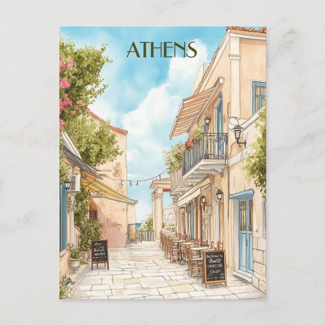 Plaka, Aten Grekland Travel Vykort (Framsida)