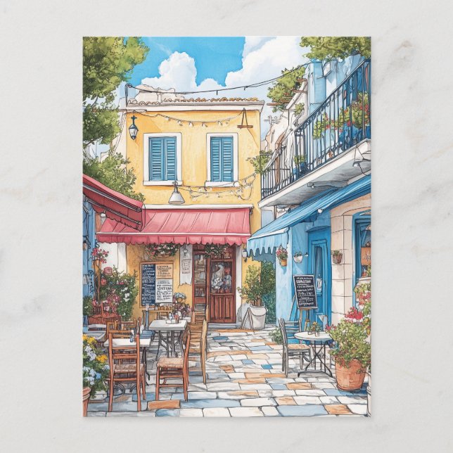 Plaka, Aten Grekland Travel Vykort (Framsida)