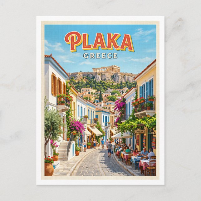 Plaka Aten Grekland Vykort (Framsida)