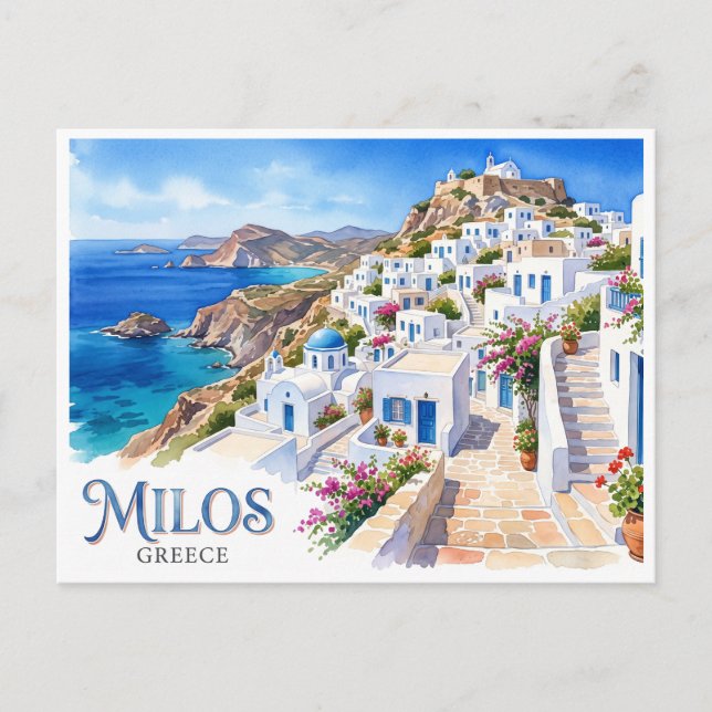 Plaka, Milos Grekland Vykort (Framsida)