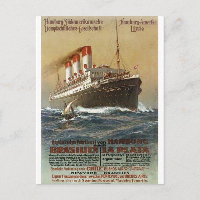 Plakat der Hamburg 1899 - Cruise Frakt Liner Vykort (Framsida)