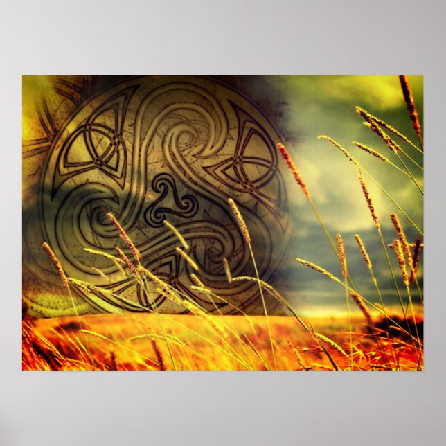 Plakat, Poster, celtic Triskele, Natur, Feld, Gras Poster (Framsidan)