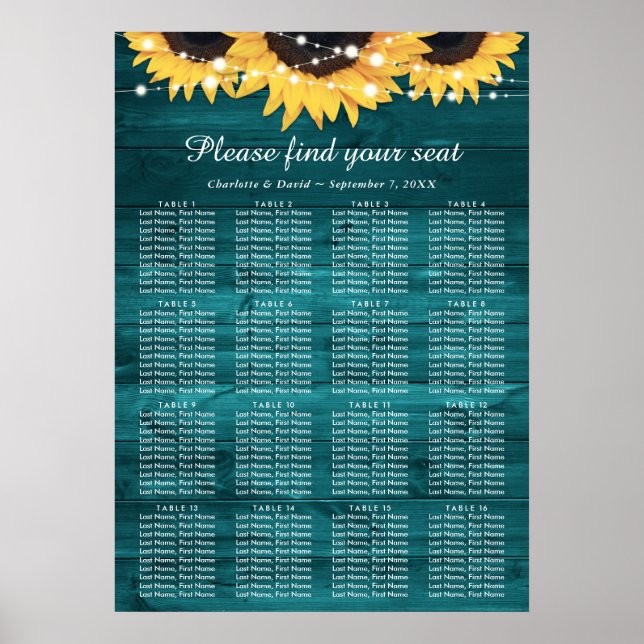 Plan 16 för solrosblomman Bröllop 16 Poster (Framsidan)