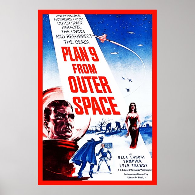 Plan 9 från Rymden Vintage BMovie Poster (Framsidan)