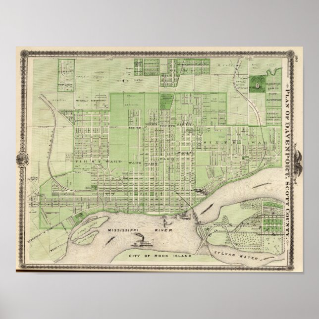 Plan Davenport, Scott County, Iowa Poster (Framsidan)
