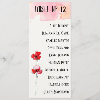 Plan de table "Coquelicots" Meny
