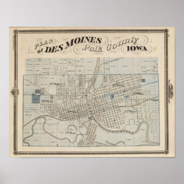 Plan Des Moines, Polk County, Iowa Poster (Framsidan)