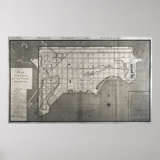 Plan Directeur de la Ville des Cayes, 1789 Poster (Framsidan)