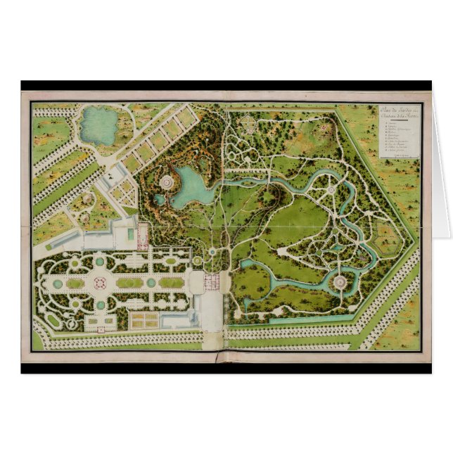 Plan du jardin et chateau de la Reine Hälsningskort (Framsidan Horizontal)