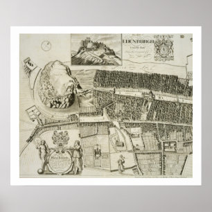 Plan Edinburgh, pub. från John Smith (c.1652-1742) Poster