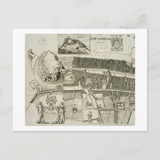 Plan Edinburgh, pub. från John Smith (c.1652-1742) Vykort (Framsida)