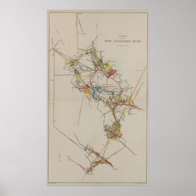 Plan för den nya gruvan i Almaden Poster (Framsidan)