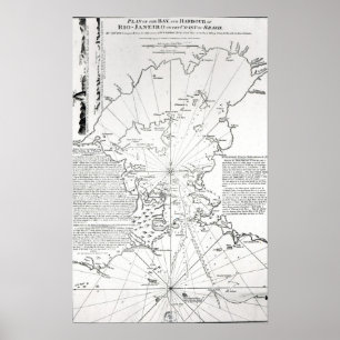 Plan för flodviken och hamnen i Rio de Janeiro Poster