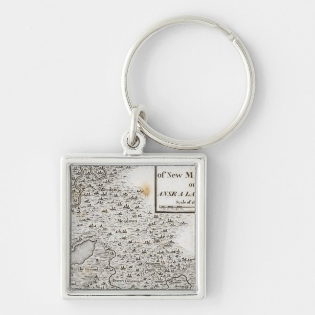 Plan för Fort i New Madrid Fyrkantig Silverfärgad Nyckelring (Framsidan)