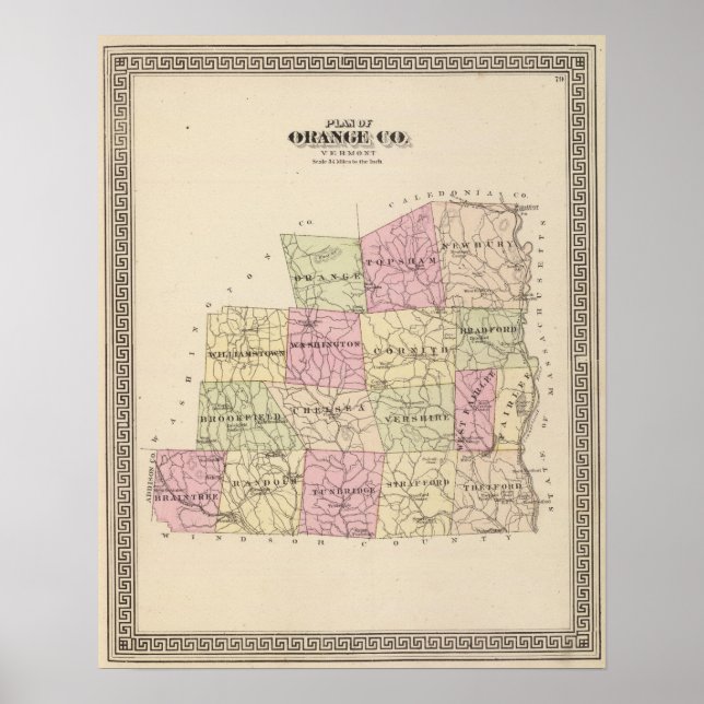 Plan för Orange County i Vermont Poster (Framsidan)